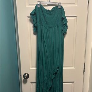 Elegant Teal Off-Shoulder Dress